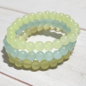 3 Piece Glass Bead Strand Bracelets - New Without Tags